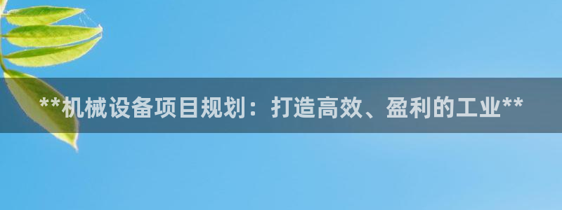 杏盛平台登陆地址：**机械设备项目规划：打造高效、盈利的工业**